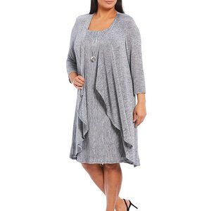 Plus Size 2-Piece Pleated Flyaway Jacket & Dress